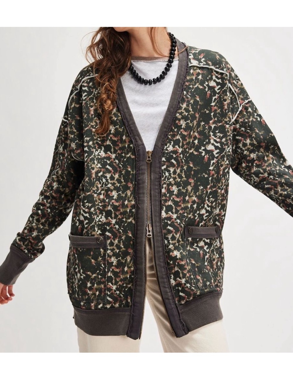 Free People We the Free Aiden Leopard zip-Front Cardigan